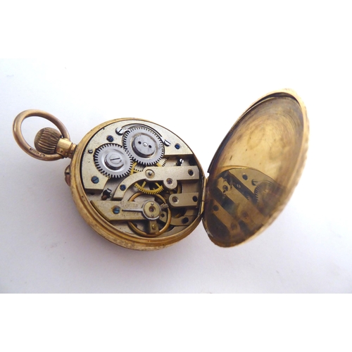 4 - A late Victorian 18ct gold cased fob watch, faced by a Roman dial