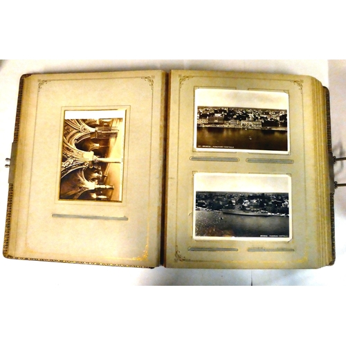 60 - A late Victorian felt covered carte de viste; and a contemporary brown hide album, containing photog... 