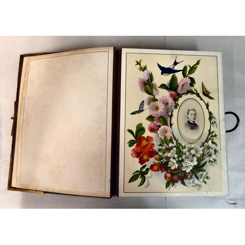 60 - A late Victorian felt covered carte de viste; and a contemporary brown hide album, containing photog... 