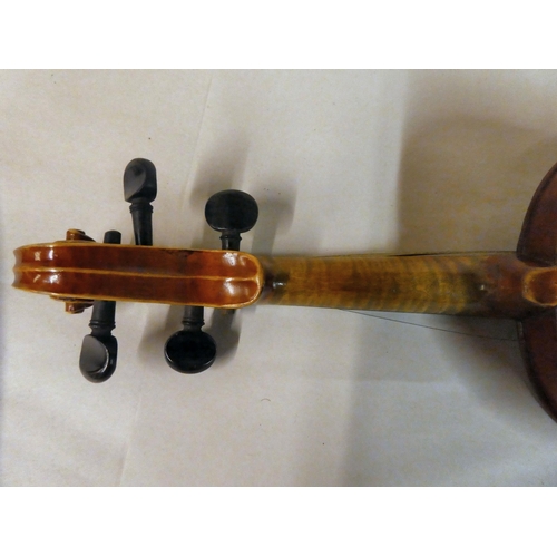 63 - A violin with an inlaid purfled edge and a two-piece back  12.5