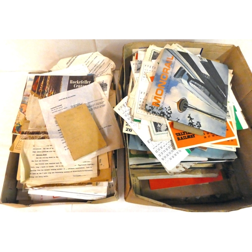 73 - Uncollated 20thC ephemera: to include transport related documents; and 1960/70s American related sit... 