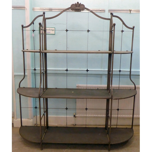 78 - A florists modern shop display stand, the painted tubular metal frame incorporating two pairs of fol... 