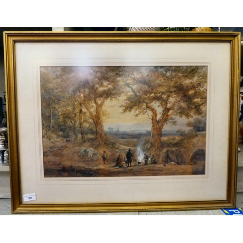 82 - Henry Earp Snr - 'The Gypsy Encampment'  watercolour  bears a signature  13