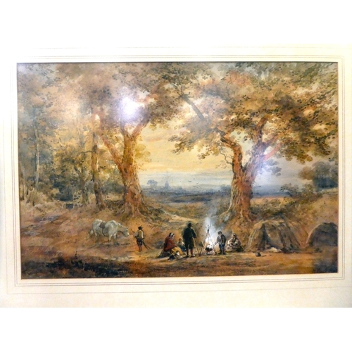 82 - Henry Earp Snr - 'The Gypsy Encampment'  watercolour  bears a signature  13