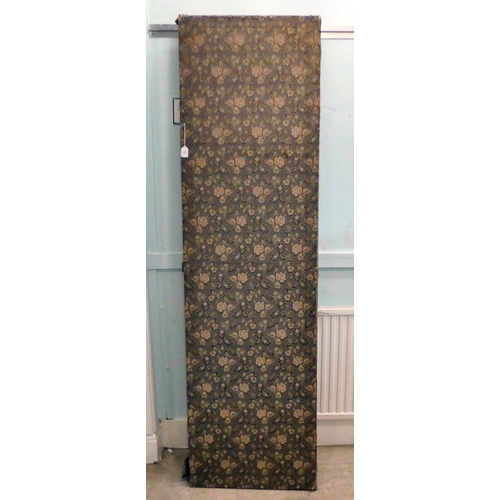 83 - A Edwardian four folding room screen, finished in floral patterned fabric, on a grey ground  77... 