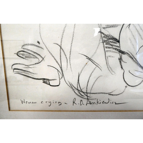 9 - Robert Lenkiewicz - 'Woman Crying' a study of a woman kneeling  pencil  bears a signature&... 