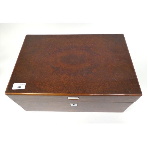 90 - A modern walnut finished humidor with straight sides, a hinged lid and a tray fitted interior  7