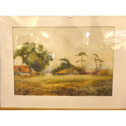 92 - Norman Fowler Williams - sheep beside a lake  watercolour  bears a signature  13