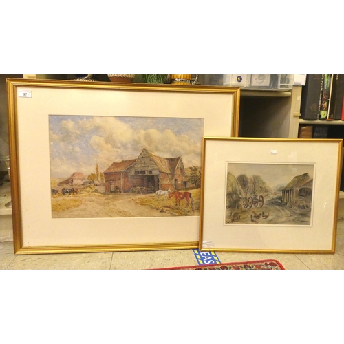 97 - Pictures: to include an early/mid 20thC British School - a stable scene  watercolour  13