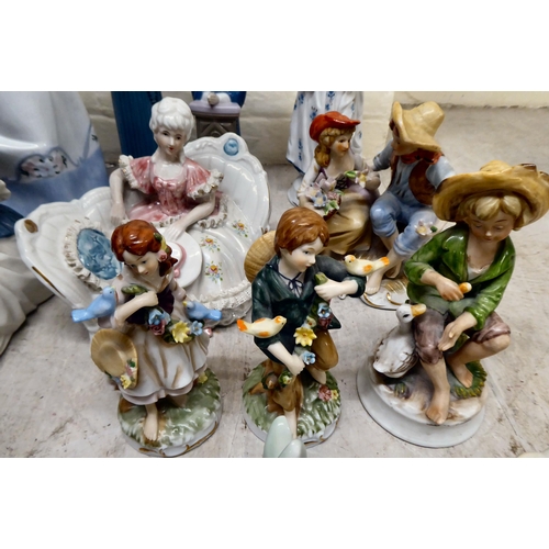 165 - Post World War II European china and porcelain figures and groups: to include examples by Lladro and... 