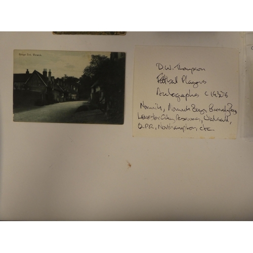 10 - A circa 1930s and later autograph album, bearing signatures and four loose postcards