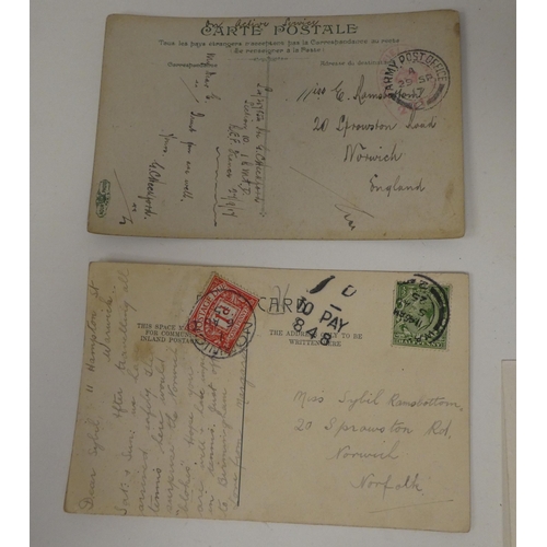 10 - A circa 1930s and later autograph album, bearing signatures and four loose postcards