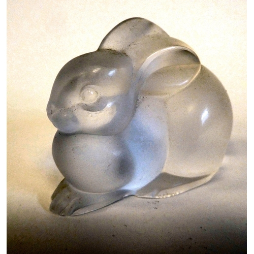 A Lalique frosted glass model, a seated rabbit bears an etched mark 2