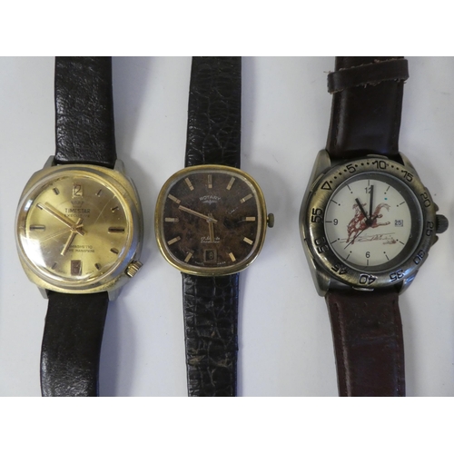 2 - Wristwatches, variously cased and strapped; and a Smith's Empire pocket watch