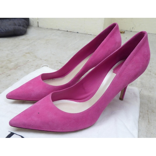 22 - A pair of pink suede shoes  size 40 with a dust cover