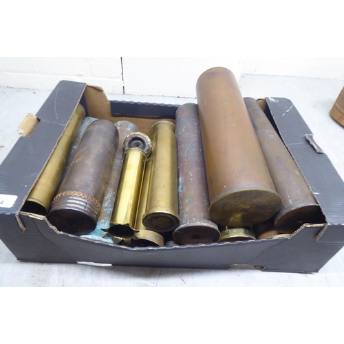 24 - World War II worked and unworked brass and other shell cases  mixed sizes(Please Note: this lot... 