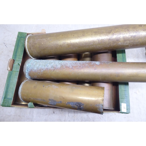 27 - World War II brass and other shell cases  mixed sizes(Please Note: this lot is subject to the s... 