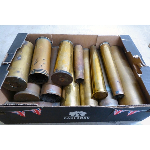 35 - World War II brass and other shell cases  mixed sizes(Please Note: this lot is subject to the s... 