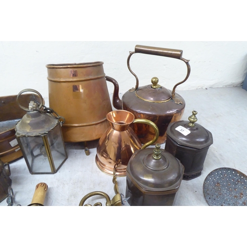 37 - 19thC metalware: to include a pair of late George III copper tea caddies  7