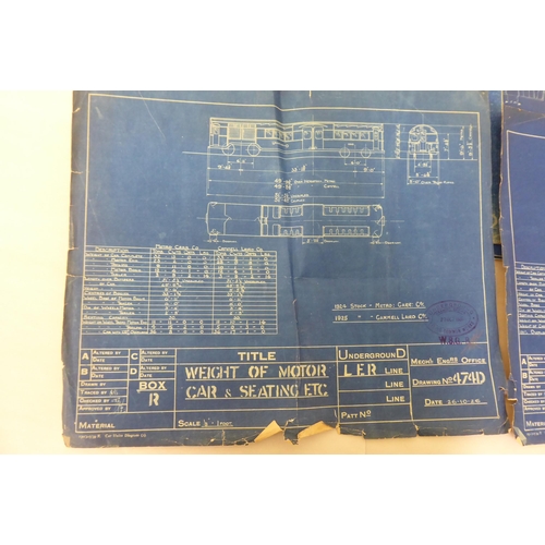 403 - Original blueprint copies of The 1920s London Underground passenger rolling stock