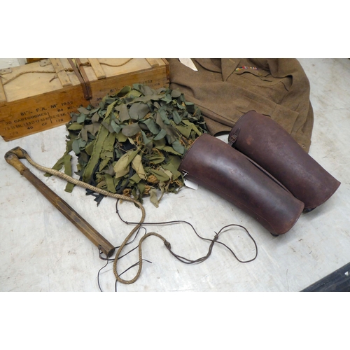 49 - World War II tack and collectables: to include a camouflage covered helmet(Please Note: this lot is ... 