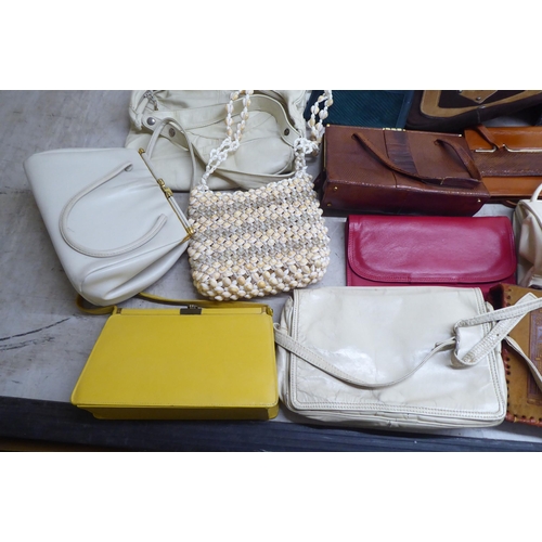 53 - A selection of clutch and handbags, vintage and later beadworked, leather and other examples