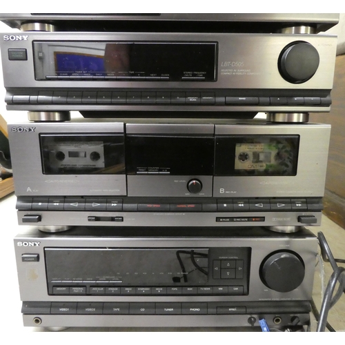 55 - A five piece Sony stereo stacking system