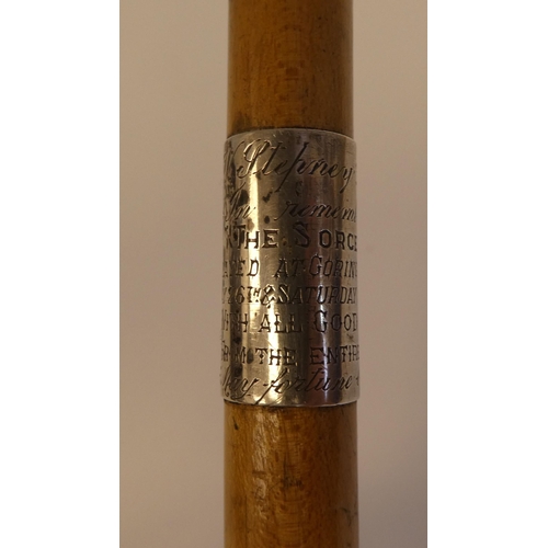 75 - A late Victorian turned, tapered conductor's baton, the engraved ferule inscribed 'To W Steprey Paws... 