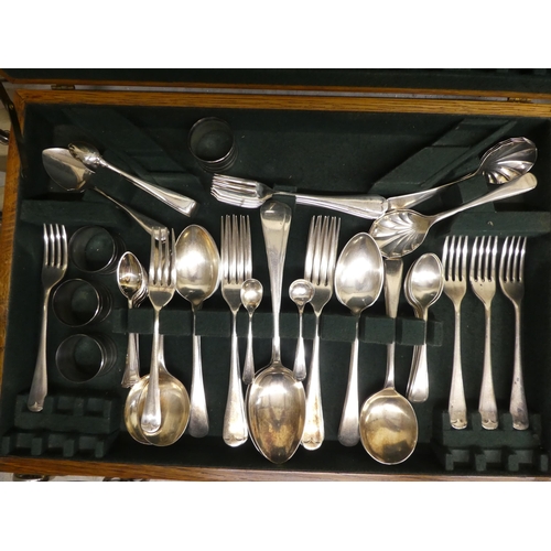 76 - Silver plated flatware and other tableware: to include a six division toastrack