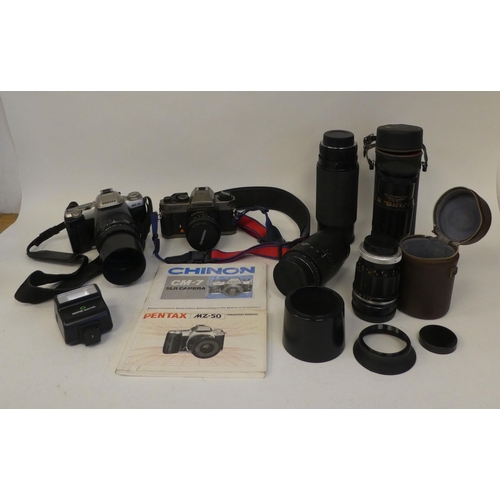 96 - Photographic equipment: to include a Pentax M7-50 camera; and a Chinon CM.7 camera