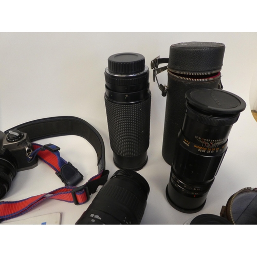 96 - Photographic equipment: to include a Pentax M7-50 camera; and a Chinon CM.7 camera