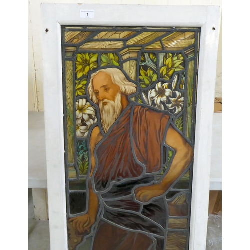 1 - A leaded and stained glass panel, depicting St.Joseph  49