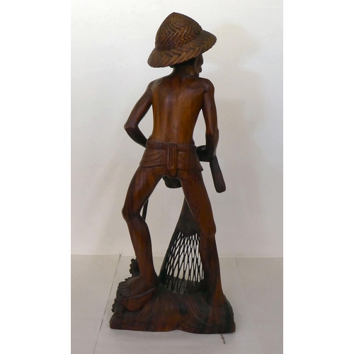 111 - An Asian carved hardwood figure, an Artisan fisherman  32