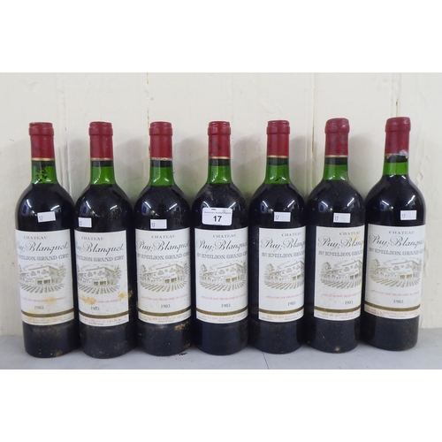 17 - Seven bottles of 1983 Chateau Puy Blanquel