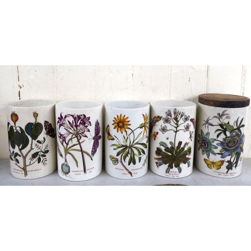 22 - Portmerion china Botanic Garden pattern, kitchen storage jars  largest 8