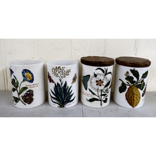 22 - Portmerion china Botanic Garden pattern, kitchen storage jars  largest 8