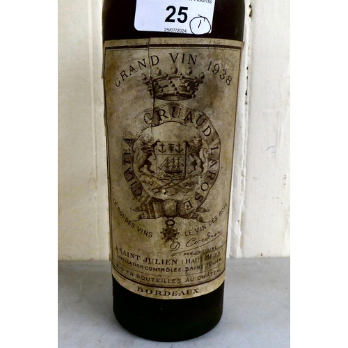 25 - A bottle of 1938 Chateau Gruaud Larose