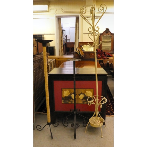 263 - A mixed lot: to include a wrought iron candlestand, on a tripod base  50