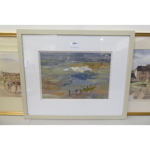 264 - Pictures: to include Tuemg Pattie - a Sussex beach scene  oil on board  bears a signature&... 