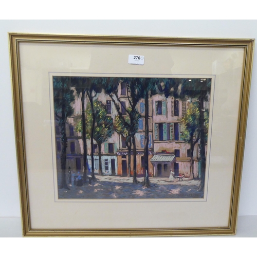 270 - Norman Lloyd - a Continental street scene  pastel  bears a signature  13