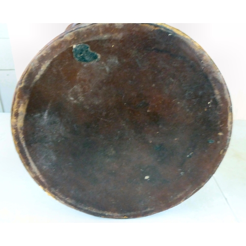 36 - A brown hide clad coal bucket, bearing a crest  13