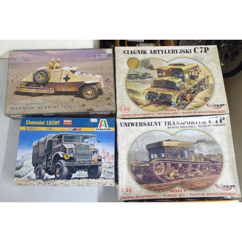 43 - 1/35 scale model kits: to include a Chevrolet 15CWT by Italeri; and a Mk.III Valentine II by Mini Ar... 