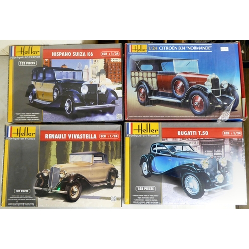 44 - 1/24 scale model kits: to include an Airfix Honda 500cc; and a Hispano Suiza K6 by Heller  (complete... 