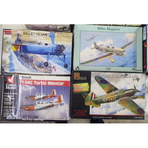 51 - 1/48 scale model kits: to include a Hawker Hurricane Mk.1 by Airfix; and a VW 82 Kubelwagen by Tonda... 