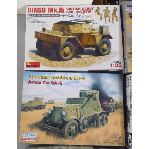 57 - 1/35 scale model kits: to include a Kubelwagen Type 82 by Tamiya; and a Dingo Mk 1b by Mini Art ... 