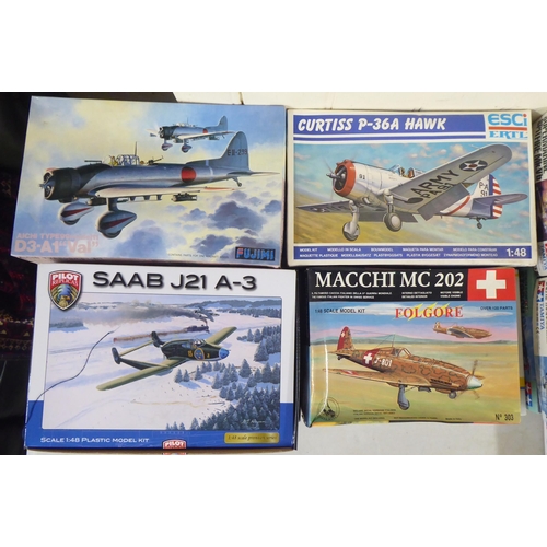 62 - 1/48 scale model kits: to include a Fiesler Fi156C Storch by Tamiya; and a SBD 5 Dauntless by Italer... 