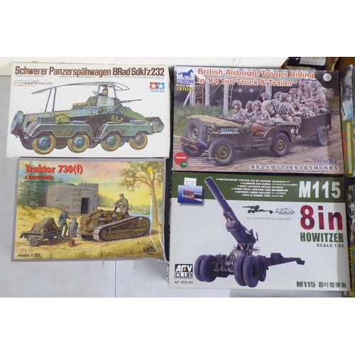 64 - 1/35 scale model kits: to include 'Willys Jeep' by Italeri; and a Daimler Mk II by Tamiya  (com... 