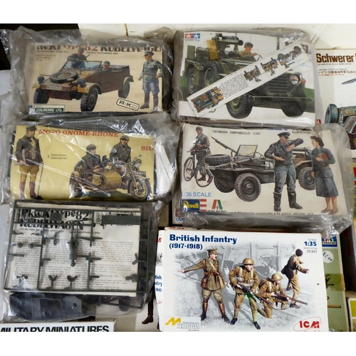 64 - 1/35 scale model kits: to include 'Willys Jeep' by Italeri; and a Daimler Mk II by Tamiya  (com... 