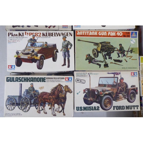 64 - 1/35 scale model kits: to include 'Willys Jeep' by Italeri; and a Daimler Mk II by Tamiya  (com... 