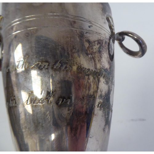 65 - A Cristoffle plated, twin handled vase, inscribed as 'used by King Edward VII at the Pabis Hotel, Bi... 